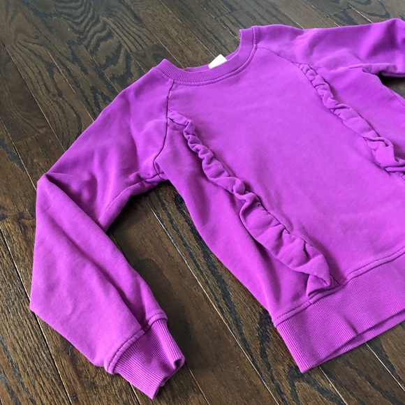 Hanna Andersson Girls 8 Purple Ruffled Cotton Crewneck Sweatshirt - EUC! - Picture 2 of 9